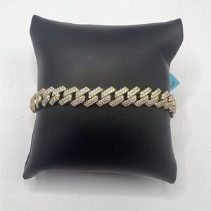 Gold over 925 Sterling Silver Monaco Link Men’s Bracelet Size 8”